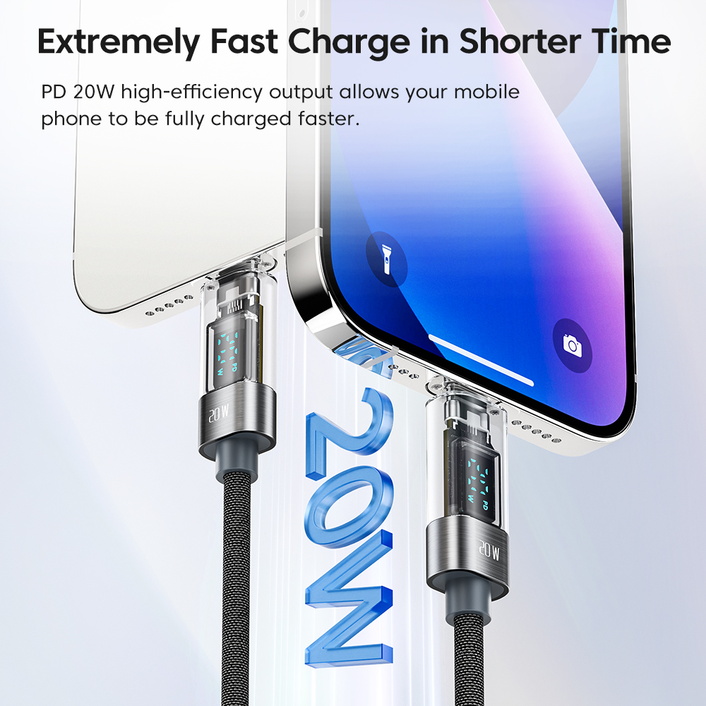 Toocki  pd20w usb type c-kabel til iphone 14 13 12 11 max xs ipad digitalt display usb iphone-opladerkabel hurtigopladningsledning