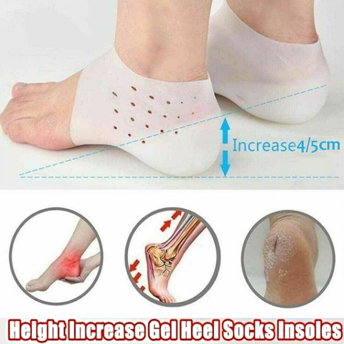 Rehausseur de repose-pieds universel dissimulé, 1 paire de semelles Invisibles pour augmenter la hauteur, coussinets de rehaussement de pieds en Silicone