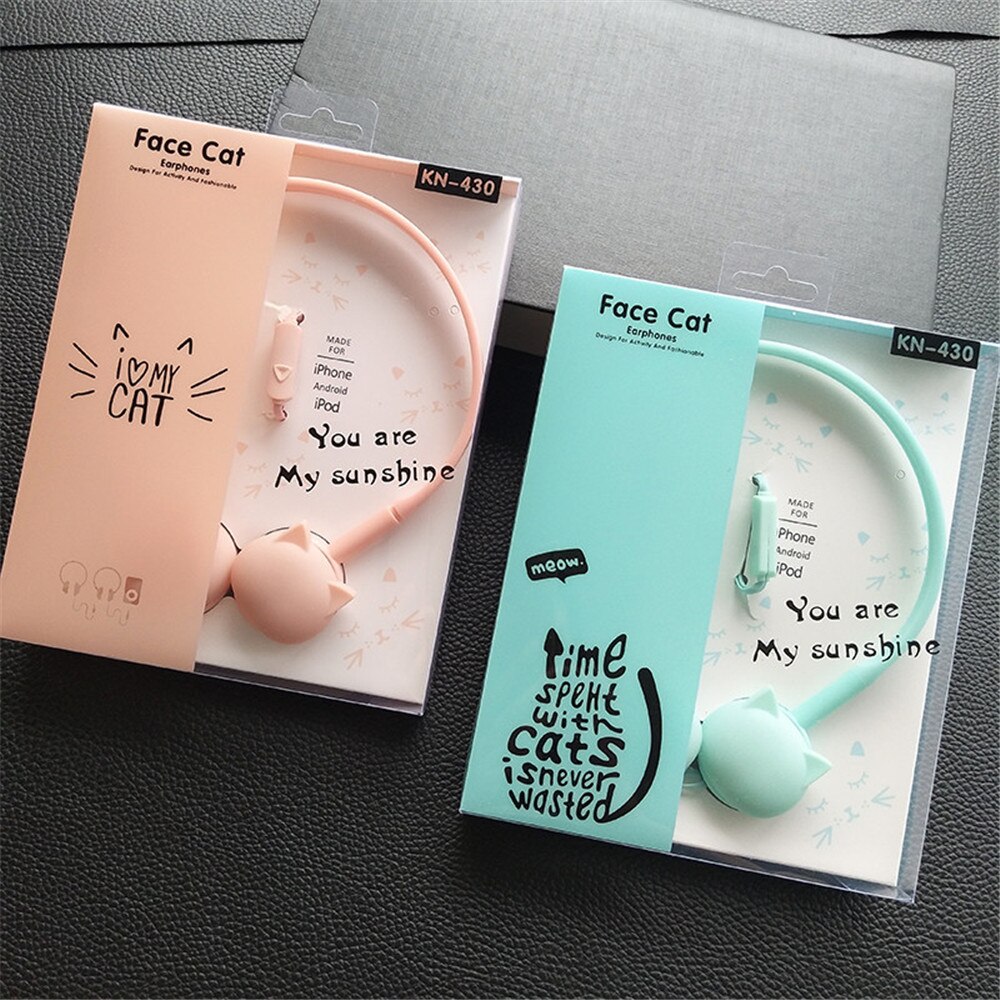 Leuke Kat Gekleurde Stereo Roze Hoofdtelefoon Headset Oortelefoon voor Samsung Xiaomi Kids Verjaardag Met doos