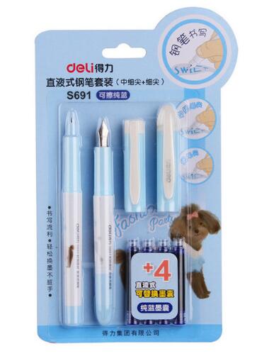 Deli pen Candy Fountain pen writing stationery blue ink pen school & business supplies for kid writing tools: s691 blue