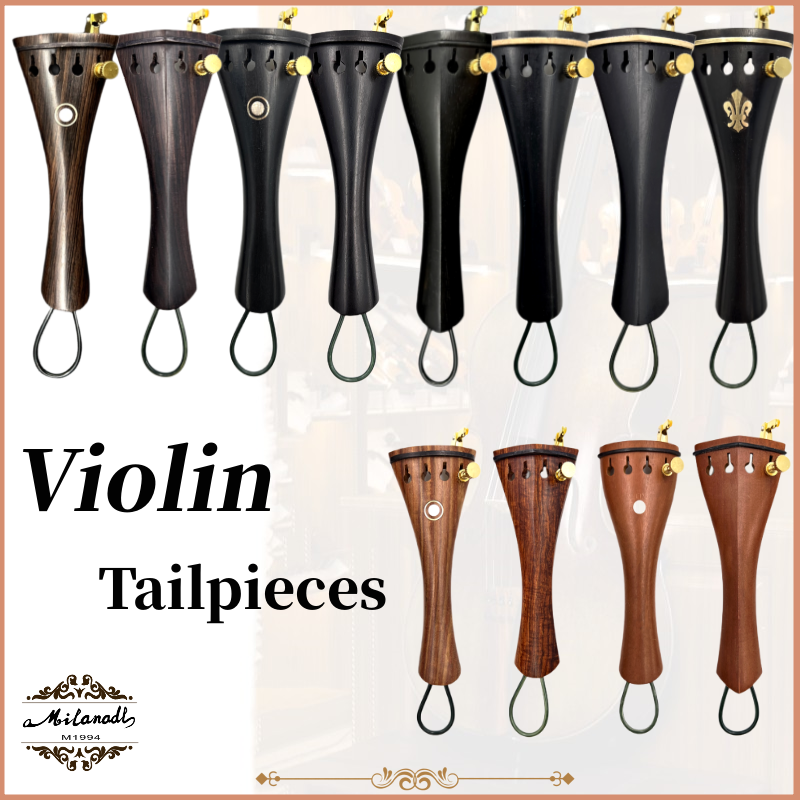 1 pieza de cola de violín 4/4 con cola de nailon, pieza trasera de piezas de violín, madera de azufaifa de /madera de ébano/palisandro, con Tun fino