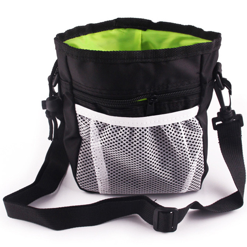 Mesh Pet Pouch Dog Training Treat Bags Portable Detachable Pet Feed Pocket Snack Reward interactive Waist Bag: Black