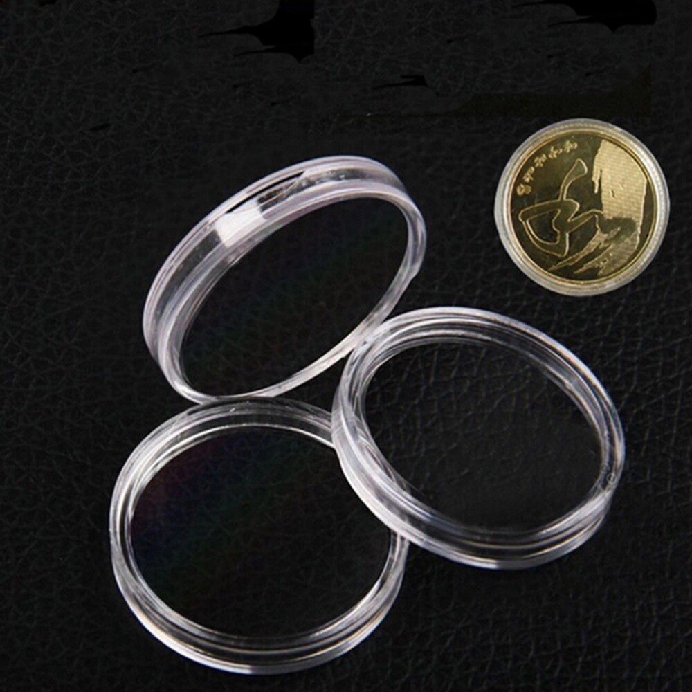 10Pcs/pack Clear Transparent Color Coin Box Boxed Coin Capsules Coin Case 10X 25mm