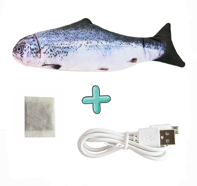 Elektronisk kattelegetøj 3d fisk elektrisk simulering fiskelegetøj til katte legetøj til katte legetøj kat forsyninger juguetes para gatos: F 30cm- med mynte