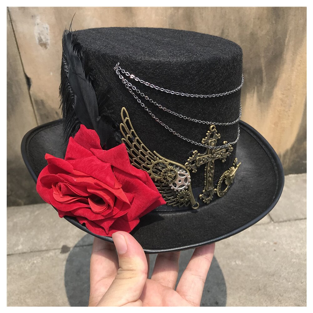 Retro Vrouwen Handgemaakte Steampunk Top Hat Met Bloem Bolhoed Dance Party Hoed Maat 57CM Steampunk Hoed