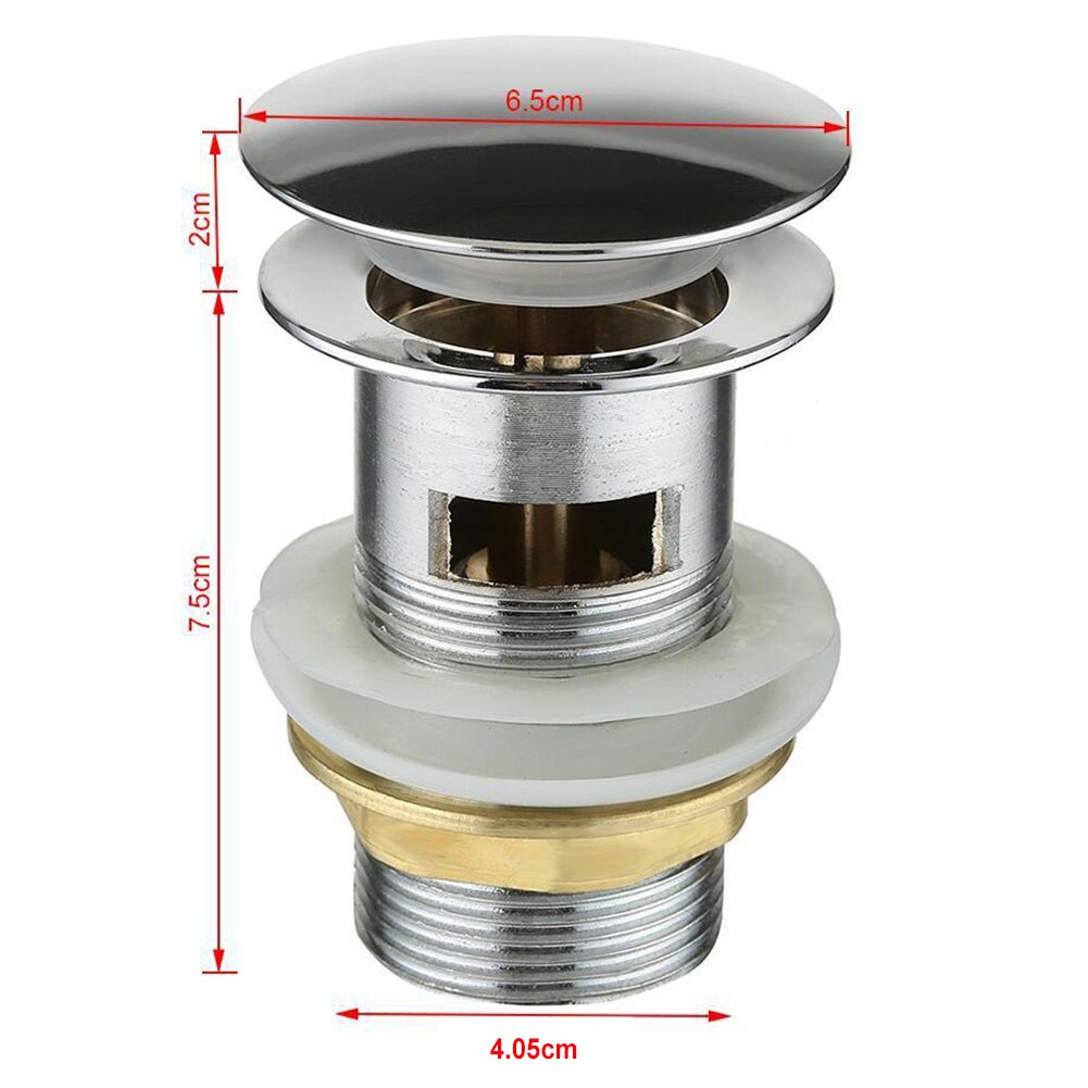 EMVANV Zinc Alloy Click Slotted Basin Sink Tap Drain Bath Overflow Hole Push Button up Clack Waste Plug