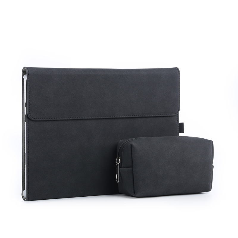 Flip Cover Sleeve Folio for Surface Pro 8 with Stand Holder Case Funda Women Men Solid Laptop Bag: Black with small bag