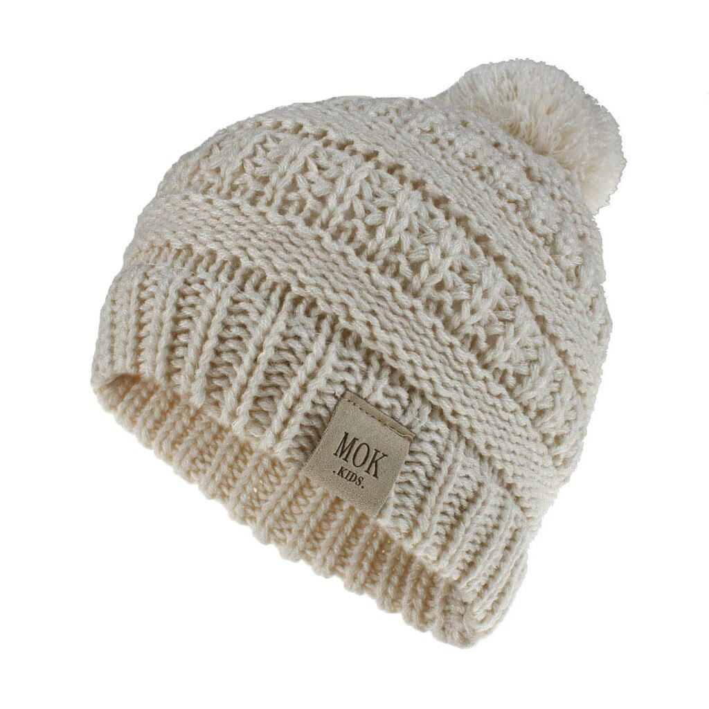 Hat Caps Girls Boys Child Hat Keep Warm Winter knitting Cotton Casual Novelty Knitted Hat Wool Hairball Ski Simple Cute Hat: Beige 
