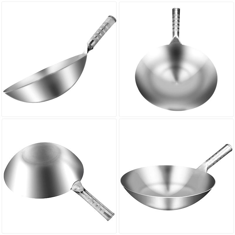 Stainless Steel Wok 1.8mm Thick Chinese Handmade Wok Traditional Kitchen Non-stick Anti-rust Gas Wok Pan Cooking: 38cm