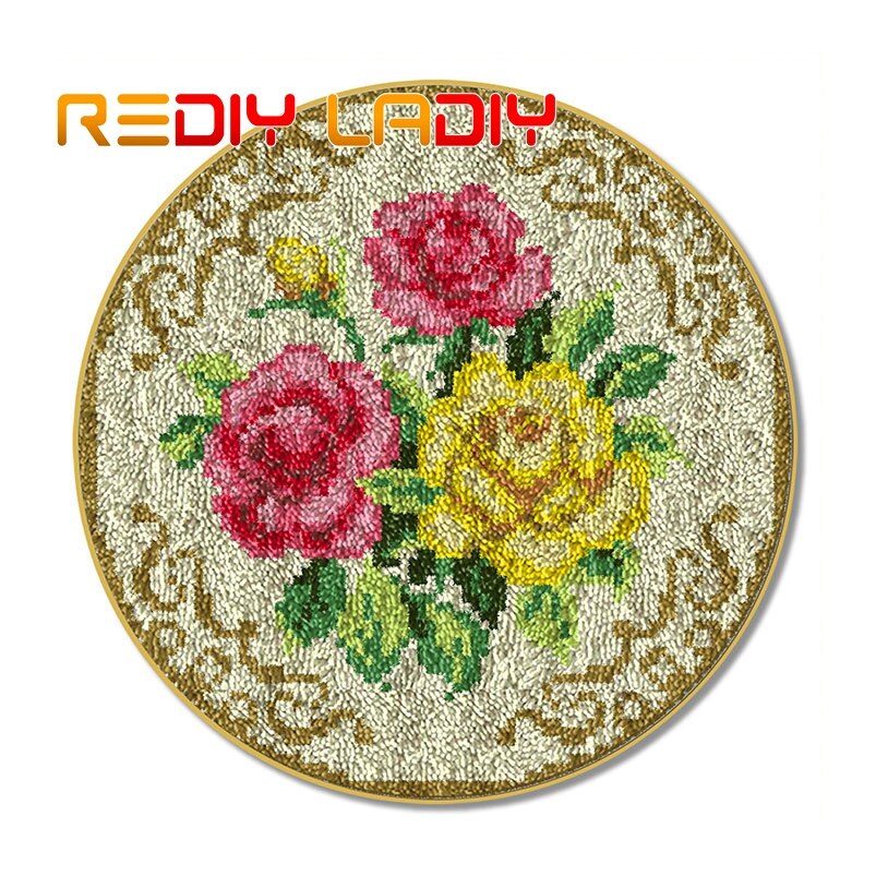 Klink Haak Tapijt Voetbal Icoon Haken Tapijt Tapijt Acryl Garen Pre-Gedrukt Canvas Kussen Mat Gehaakte Tapestry Latched Haak kit: ZD272