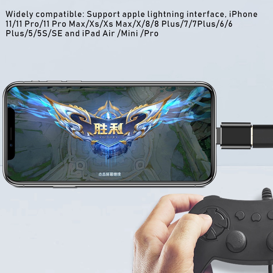 Iphone OTG adaptateur pour iPhone 11X8 7 6 Plus iPad Air Pro Mini pour lecteur Flash USB, souris lecteur de clavier en métal 3.0