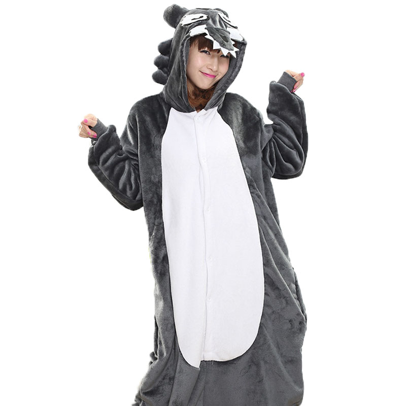 Adult Animal Timber Wolf Pajamas For Women Unisex Cosplay Costume Winter Warm Funny Onesie Christmas Sleepwear
