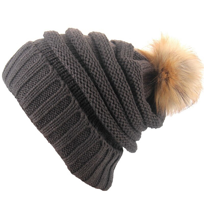 Beanies Men Winter Hat Women Knitted Hats For Men Cap Winter Beanie Hat Thick Warm Brimless Fur Bonnet Knitting Wool: 12  Dark gray