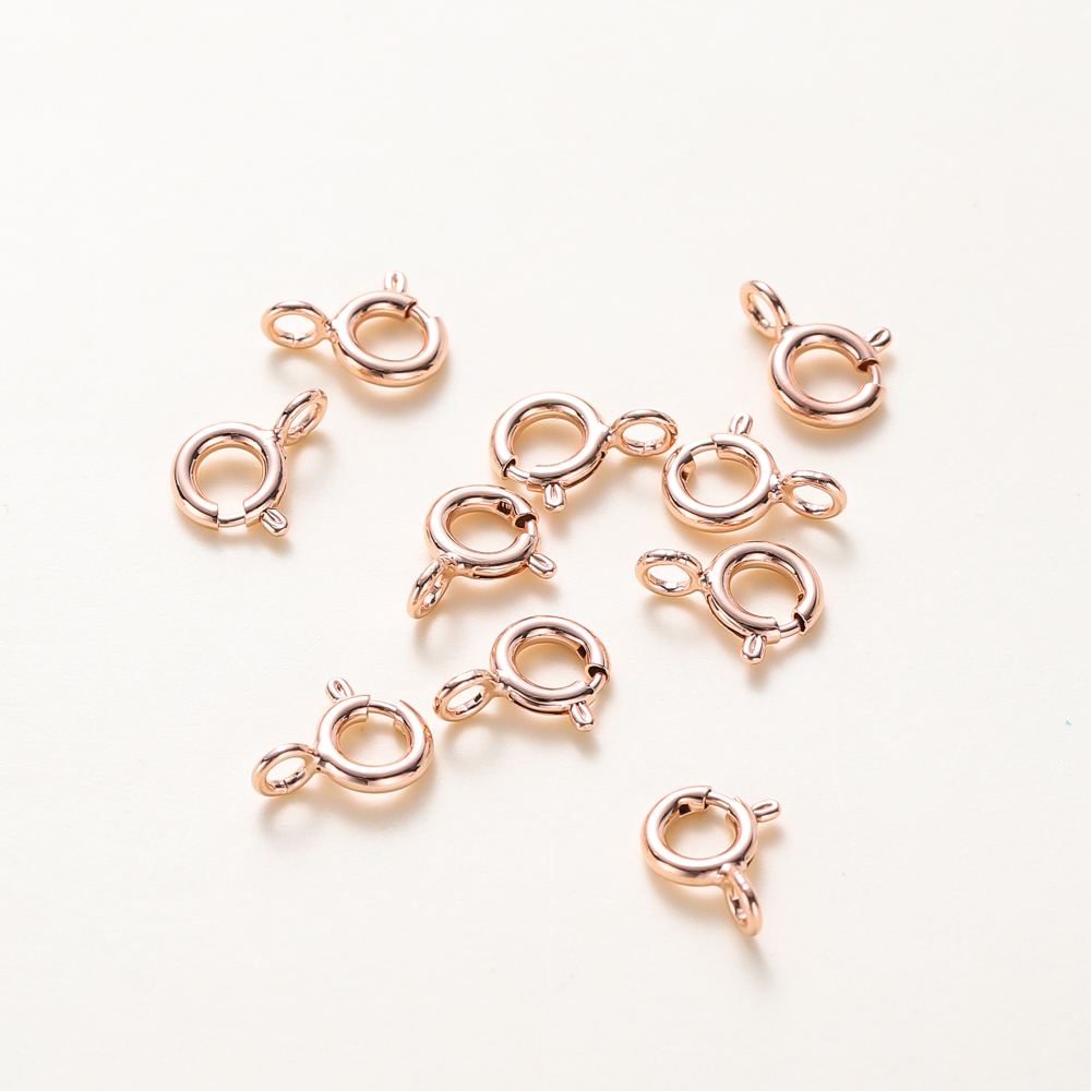 10 Uds./14K 18K cierre de resorte redondo de oro con anillo de salto cierre de conexión abierta para joyería DIY collar cadena accesorios de fabricación: L / Transparente