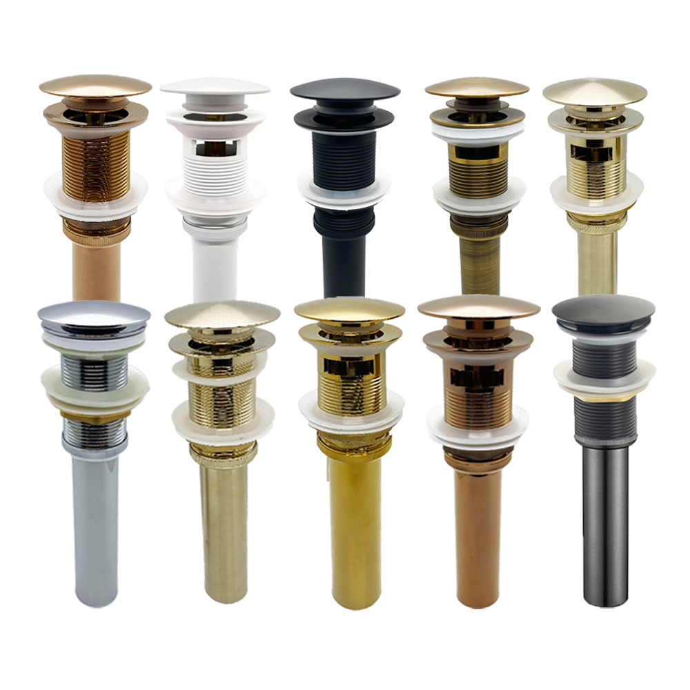 8-Farben-Pop-hoch-Abflussrohr-setzt für Badezimmer, Waschbecken, Abfallstopfen, Ventil, Waschbecken, Wasserkopf, undichtes Stopper-einstellen, Rotguss, Grau, Weiß