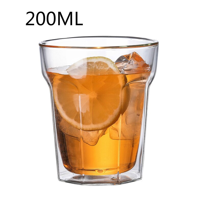 Originalitet varmebestandig dobbeltvegg varmeisolasjon gjennomsiktig åttekantet kopp originalitet melk øl glass vaso kaffekrus: En