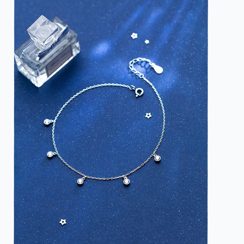 Mloveacc Echt 925 Sterling Zilveren Minimalisme Verstelbare Ketting Armbanden Voor Enkel Vrouwen Fijne Sieraden Voet Enkelbanden