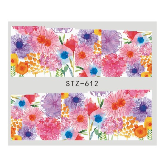 Full Beauty-autocollants pour les ongles, autocollants dégradé violet clair, fleur, Rose, pour filigrane, pour manucure, CHSTZ633-650: STZ612