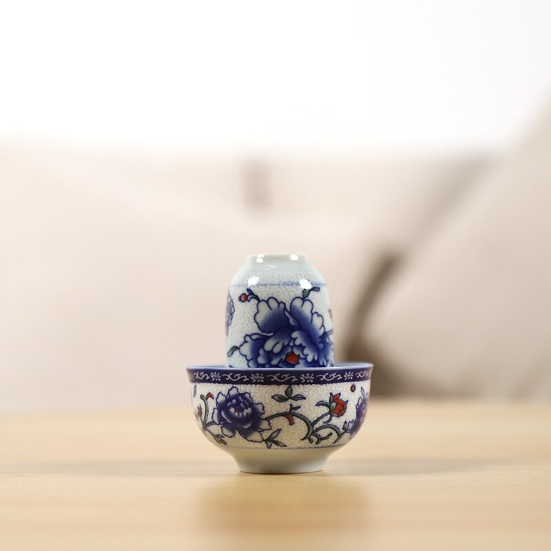 blue-and-white ceramic teacup porcelain wenxiang cup chinese kung fu cup drinkware: Style e