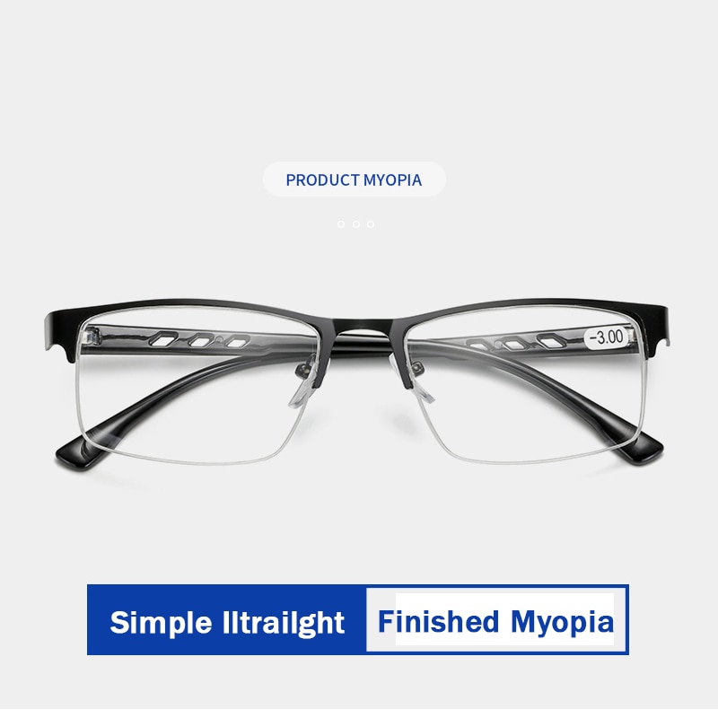 Ahora Metal Half Frame Optical Glasses Frame Myopia Men Women Dioptric Men Simple Business Spectacle Frames -1.0 to -4.0