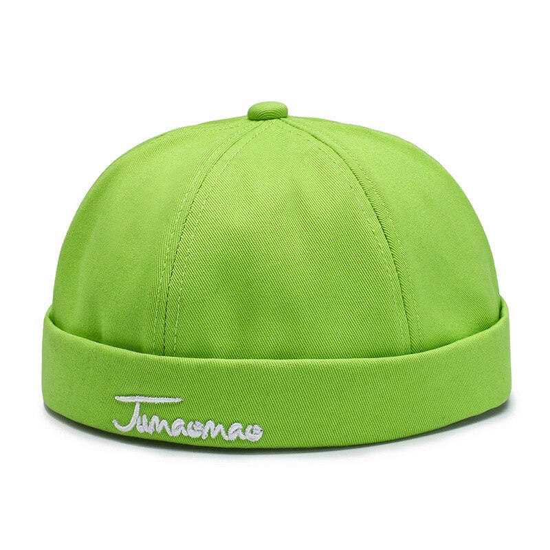 Skullcap bremless lue unisex skullcap sailor cap cuff vintage beanie lue solid bokstav broderi bomull kort beanie stropp cap