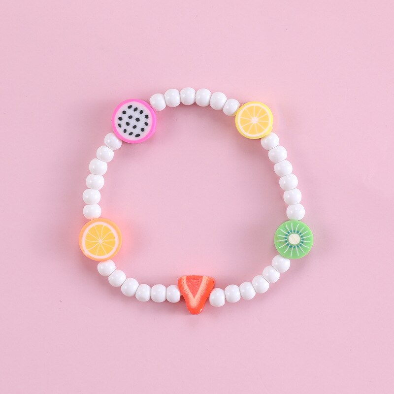 Kids Kettingen Meisjes Kinderen Leuke Fruit Ketting Armbanden Sets Mode Kind Jurk Sets Acryl Strand Strand Sieraden Set: 6