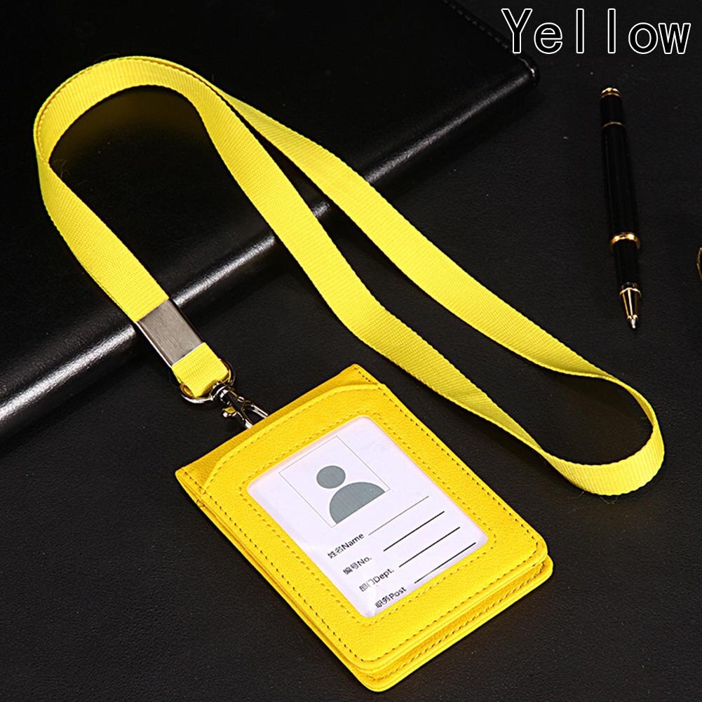 High-grade PU Kartenhalter Personal Identification Karte Umhängeband Mit Lanyard Abzeichen Umhängeband Bus ID Halter: YW