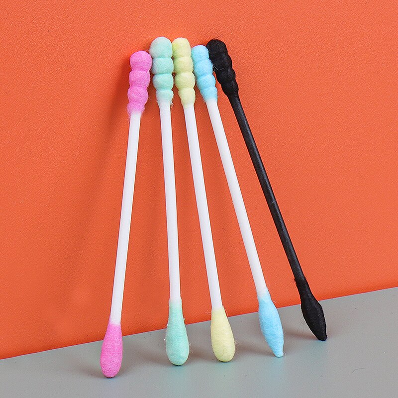 100pcs Cosmetic Cotton Swab Candy Color Cotton Swabs Ear Stick Double Head Women Makeup Cotton Buds Ears Clean Care Tools