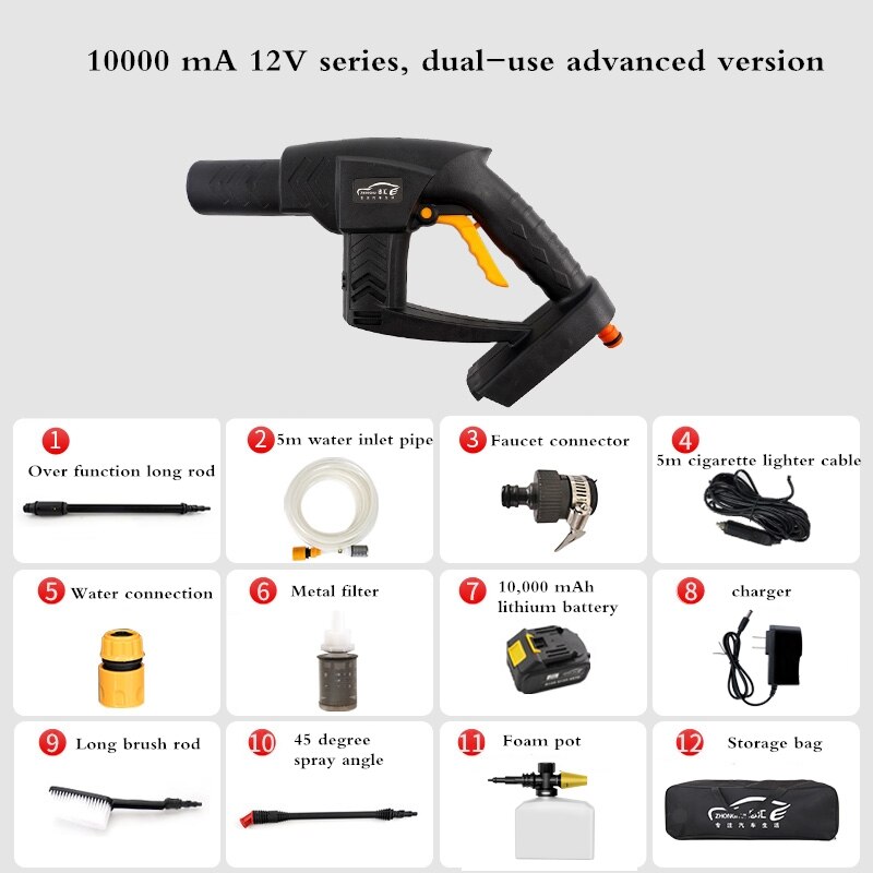Draadloze Hoge Druk Wasstraat Waterpistool Draagbare Lithium Batterij Hogedrukreiniger Schuim Generator Tornado Auto Accessoires: Premium version
