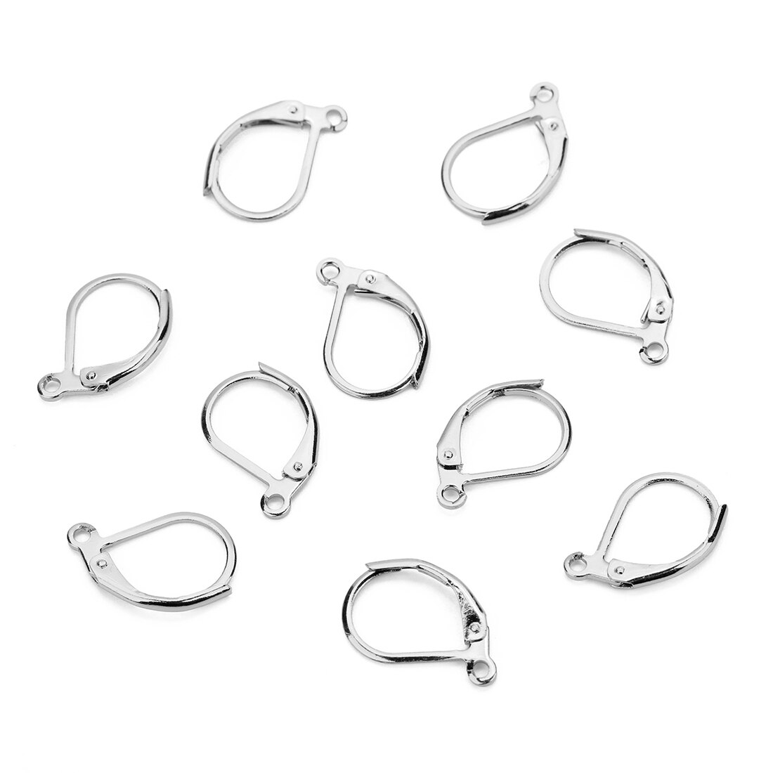 20pcs/lot Surgical Stainless Steel Leverback Ear Wire Silver Tone French Lever Earring Hooks Clasp for DIY Jewelry Making Crafts: 1 steel tone