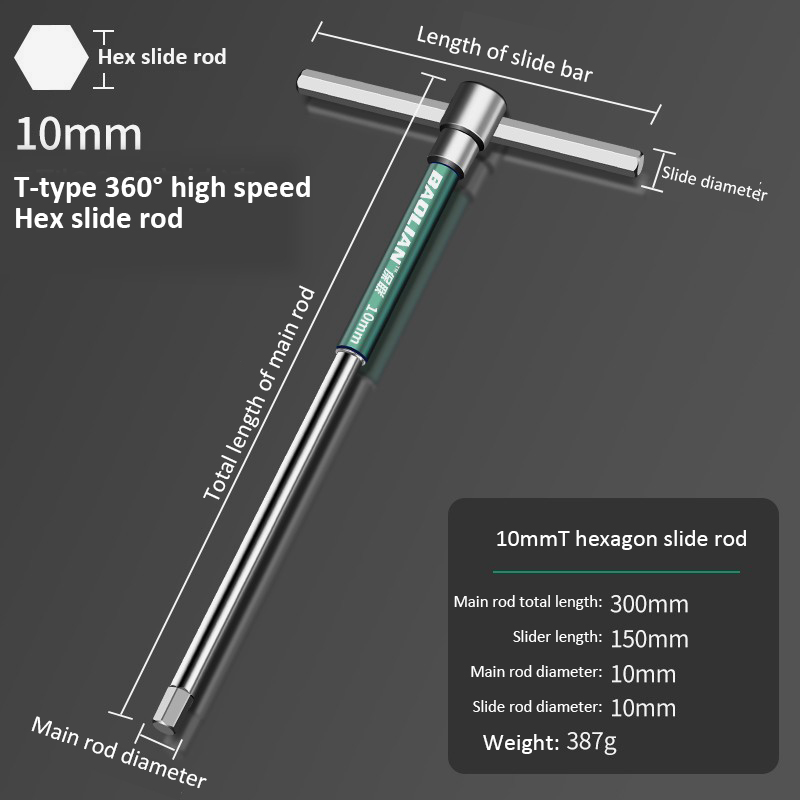 T-Bar Socket Wrench 2-10mm Adjustable T Handle Speed Wrench Set Nut Spinner Hex Socket T Shape Handle Wrench 2-Way Drive: Pink