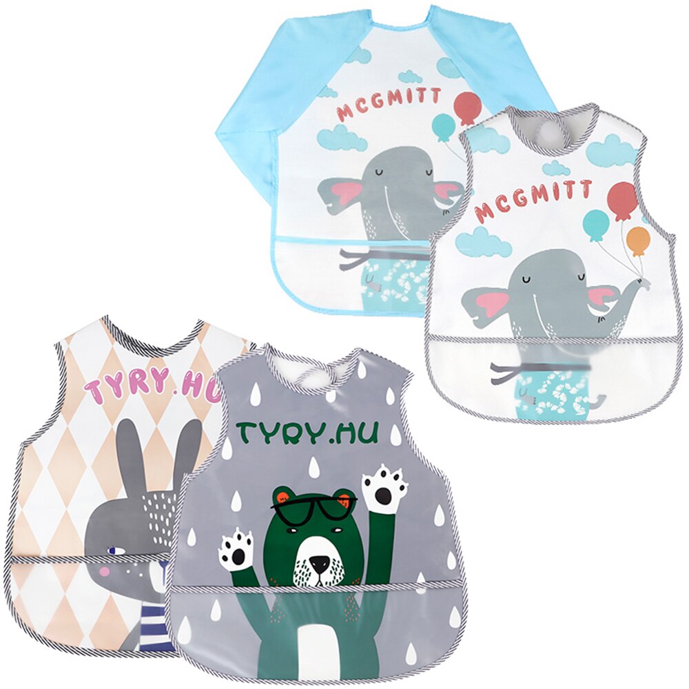 TYRY HU de dibujos animados bebé babero Slabbetjes EVA impermeable almuerzo Baberos para comer... Lange Mouwen lindo niños alimentación delantal Bandana
