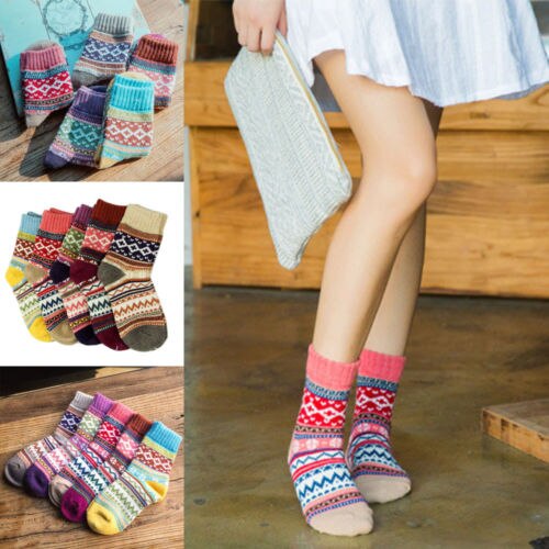 Frauen Mädchen Spezielle aufbringen Socke Wolle Bett Socken draussen drucken gehen Arbeit Winter Thermische Socken