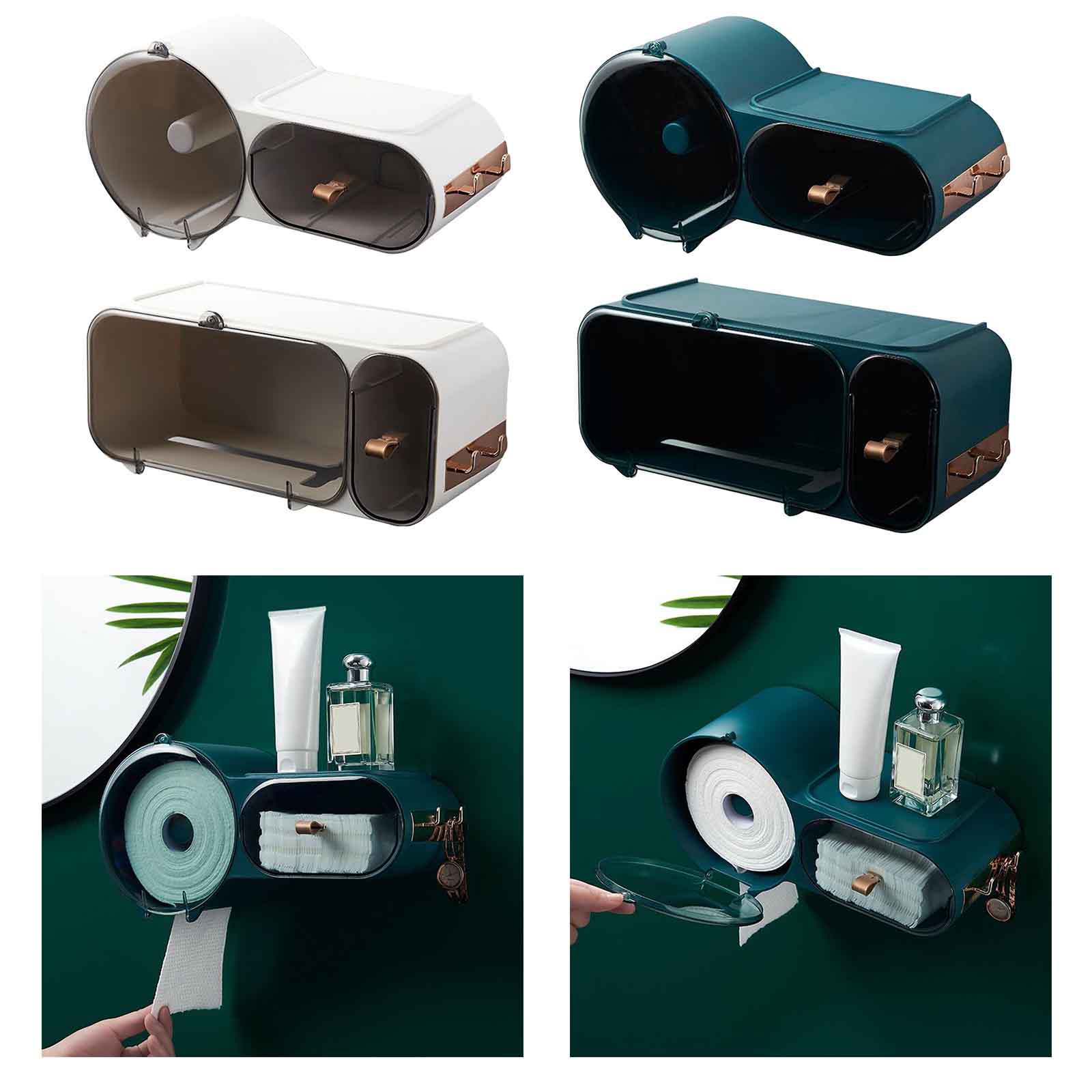Waterdichte Wall Mount Toiletrolhouder Plank Wc-papier Lade Roll Papier Opbergdoos Creatieve Lade Tissue Doos Thuis