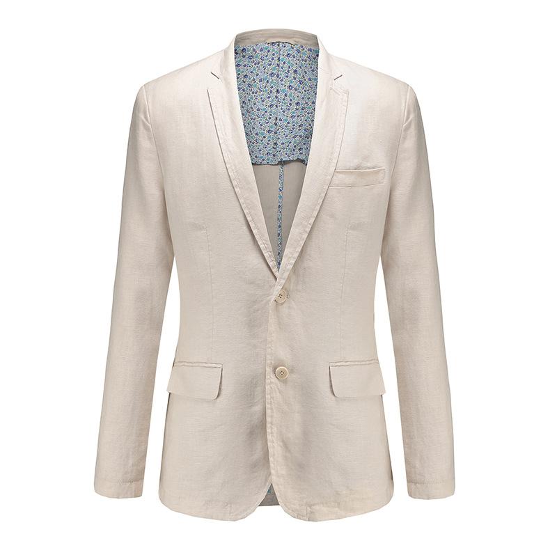 Casual vanlig vårdress herre lin blazer single breasted koreansk versjon turn krage pluss størrelse m-xxxl: Beige / M