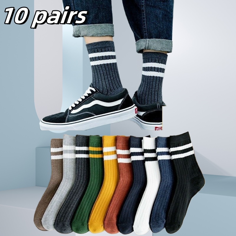 10 pares de medias deportivas de algodón transpirables para hombre, calcetines de fibra de bambú para otoño e invierno, desodorante con absorción de sudor, calcetines de negocios: Verde