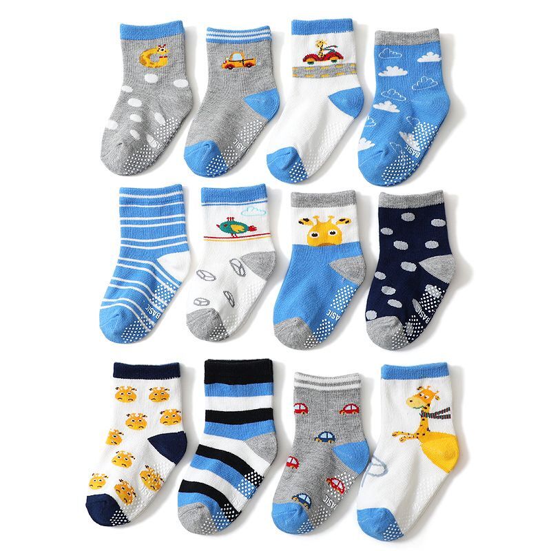 12 paare/los freundlicher Baumwolle Baby Boden Socken Junge Gril Art Kurze Socken Nicht-Unterhose 1-5 Jahre: TWS0660 / L 3 zu 5 Jahre