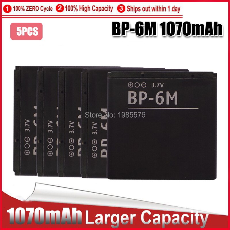 Batería de teléfono BP6M BP-6M BP 6M, repuesto para NOKIA 1070 6233 6280 6288 N73 N93, 1-5 Uds.: 5pcs
