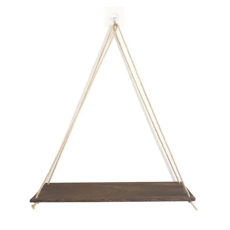 Balançoire murale suspendue en corde de bois, Pot de fleur, plateau monté, étagères murales flottantes, décoration nordique pour la maison, Simple: Marine
