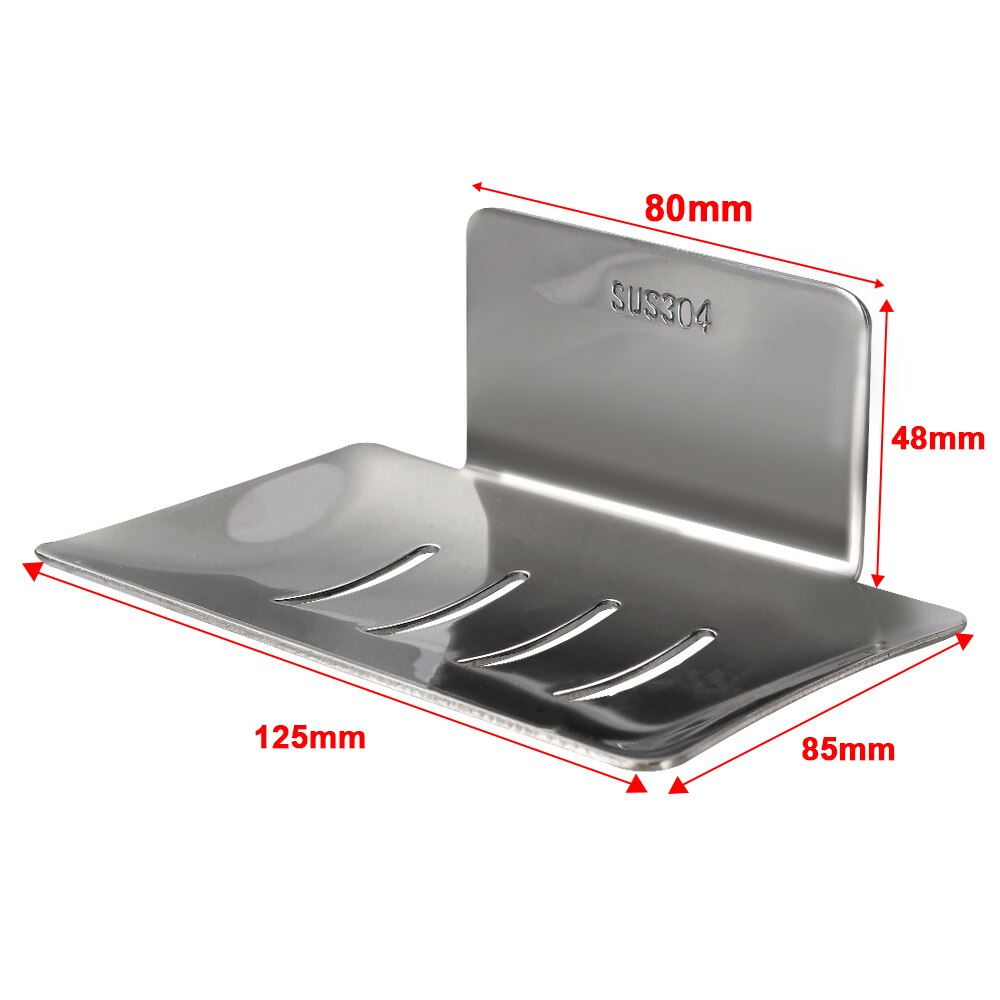 For Kitchen Stainless Steel Soap Dish Sponge Holder Storage Plate Tray Bathroom Organizer Container Wall Mounted No Drilling