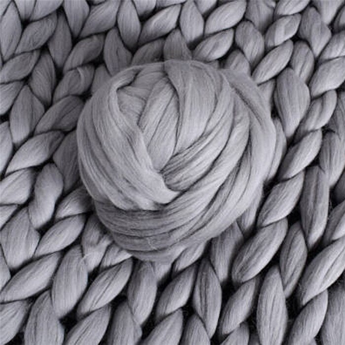 1000g/Ball épais Chunky fil doux laine mérinos fil bricolage volumineux bras itinérant tricot couverture à la main tricot filature crochet chapeau écharpe: light grey