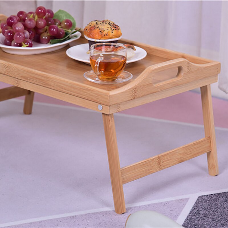 Upgrade Thickening Bamboo Folding Laptop Table Adjustable Gaming and Study Computer Desk Picnic Table Breakfast Tray