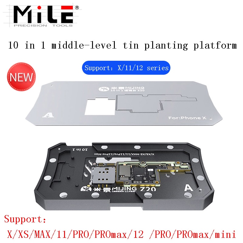 Mijing Z20 10 In 1 Middelste Laag Reballing Platform Voor Iphone X/Xs/Xsmax/11/11 Pro/11 Pro Max/12Mini/12/12 Pro/12 Pro Max Reparatie