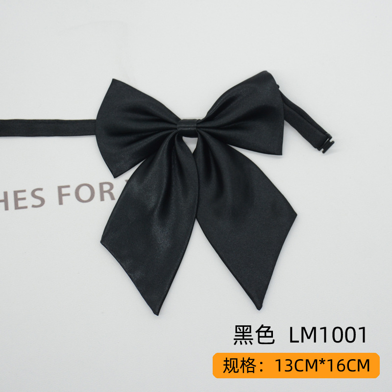Women Bowties Solid Color Large Bowknot Simulated Silk Butterfly Necktie Shirt Accessories Event Performance Bank Hotel Bow Ties: black