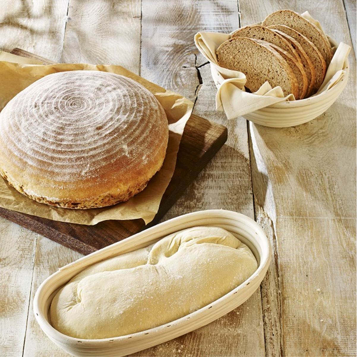 5Pcs/Set Hand-made Oval Rattan Bread Basket Rose Fermentation Basket Baking Tools Kitchen Food Storage Rack