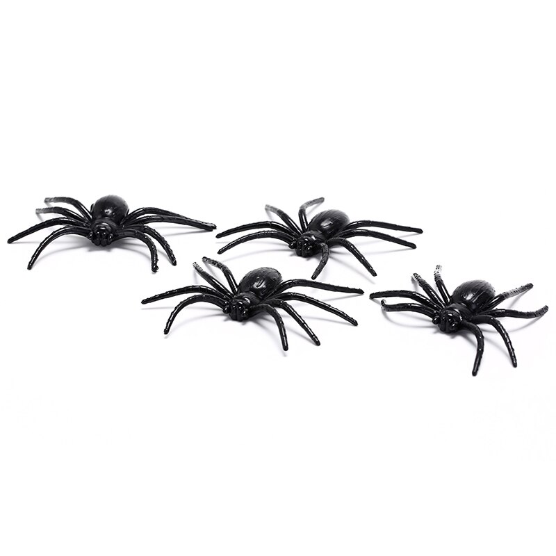 4 Teile/los Kunststoff Halloween Schwarz Spinne Lustige Gefälschte Spinnen Spielzeug Party Stütze verfolgt Haus Dekor freundlicher Neuheit Spielzeug neue