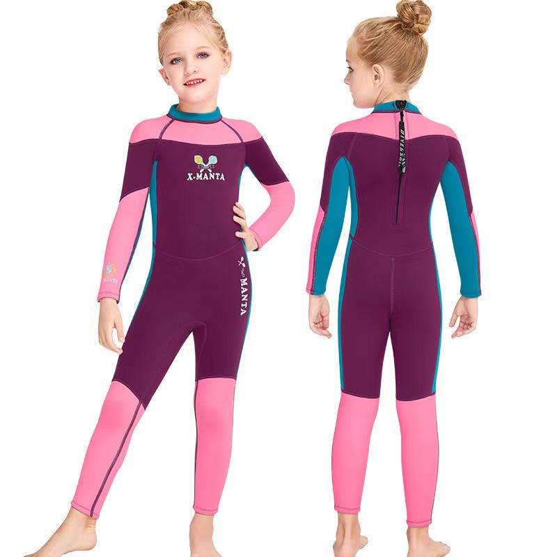 Neoprene 2.5mm Wetsuit For Girls Swimming Wetsuit Children Diving Suit Long Wetsuit Kids Surfing Suit For Child: A1 / S