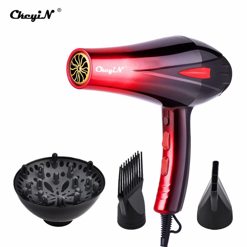 4000W Krachtige Haardroger Professionele Haardroger Huishoudelijke Föhn Warme En Koude Wind Snelle Hair Styling Tool Met Twee nozzles: Red