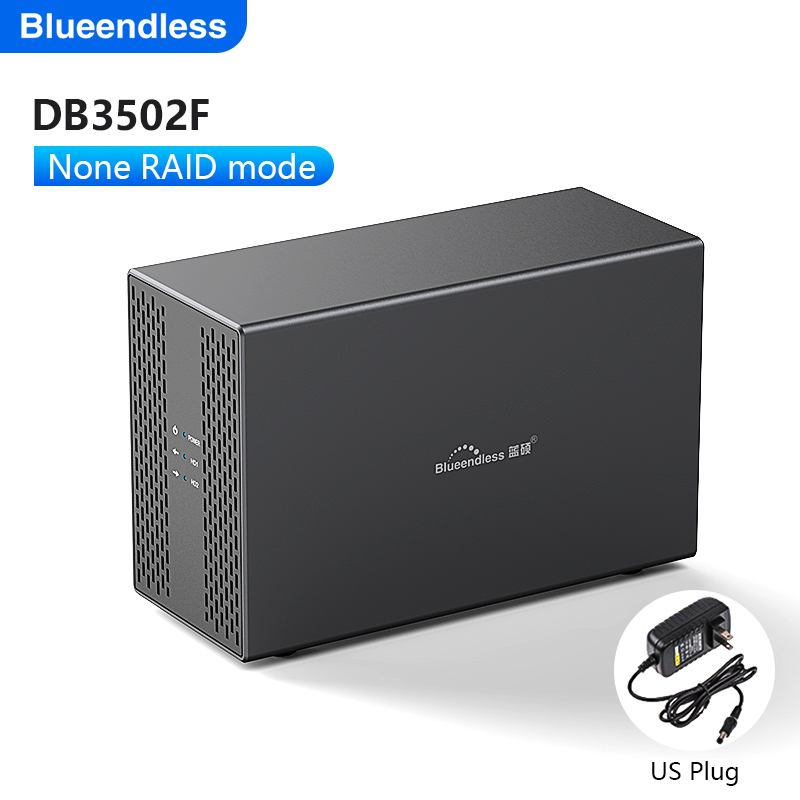 Blueendless Dual Bay RAID hard disk 3.5 USB 3.0 External Type C Dual Hard Drive Enclosure SATA Array box HDD Server Case hdd: WHITE
