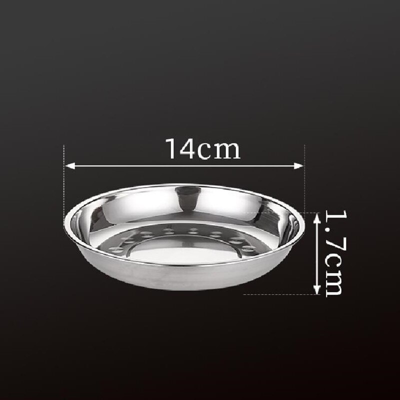 1pcs stainless steel dinner plate fruit dinner plate thickened deep disc pastry bread dish barbecue plate kitchen supplies: a